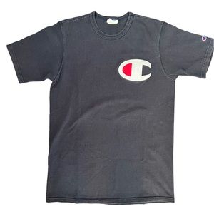 Vintage Black Champion T Shirt Size Large